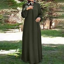 Yhjdkious Women Bohemian Polka Dot Print Dress Long Sleeves Prayer Clothes Summer Dresses With Sleeve Short Dress With Pockets