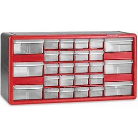 Plastic Parts Cabinet - 26 Drawer, 20 X 7 X 11", Red - ULINE - H-5578R