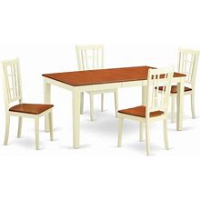 5-Piece Dining Room Set, Table With Leaf 4 Chairs For Room, Buttermilk, Kitchen & Dining Furniture Sets, By East West Furniture