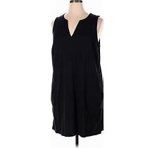 Lands' End Casual Dress - Shift V-Neck Sleeveless: Black Solid Dresses - Women's Size 1X