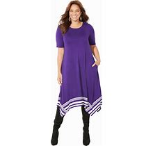 Plus Size Women's Stoneywood Stripe A-Line Dress (With Pockets) By Catherines In Deep Grape Stripe (Size 3X)