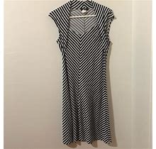 Msk Dresses | Msk Black & White Striped Dress Over Lay By Collar Size Petite L Used | Color: Black/White | Size: L