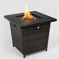 Syngar Black/Brown/Light Outdoor Propane Fire Pit Table 27 Inch Square 2-In-1 Gas Fire Pit With Lid And Lava Stones 000 Btu Fire Pit Table For Patio B