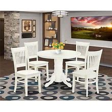 East West Furniture 5 Piece Shelton Dining Room Table Set - Linen White