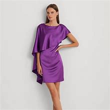 Ralph Lauren Satin Cape Cocktail Dress - Size 8 in Purple Jasper