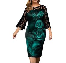 Black And Friday Deals 2023 Clearance Under $5 Asdoklhq Womens Plus Size Clearance Dresses, Women Plus Size Long Sleeve Floral Print Splicing Perspect