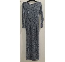Marina Gown Size Small Cornflower Blue Sequin Lace Long Sleeve Dress