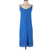 Topshop Casual Dress - Midi: Blue Print Dresses - Women's Size 2