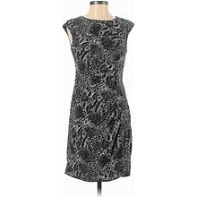 Ann Taylor Casual Dress - Sheath Boatneck Sleeveless: Black Snake Print Dresses - Women's Size 0