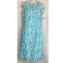 Milly Dress Turquoise White Embroidered Sleeveless Cotton Nwt Size 8