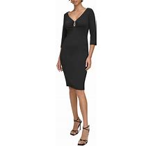 Calvin Klein Rhinestone Trim Sheath Dress - Black - Casual Dresses Size 4