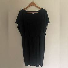 Anne Klein Dresses | Anne Klein Womens Black Dress W/Ruffle Sleeve Accent Medium Knee Length Size 16 | Color: Black | Size: 16