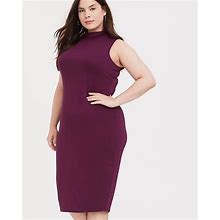 Torrid Dresses | Torrid Jersey Mock Neck Bodycon Midi Dress 3X | Color: Purple | Size: 3X
