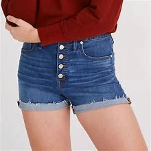 Madewell Shorts | Madewell High-Rise Denim Shorts In Derby Wash: Button-Front Edition Sz 26 | Color: Blue | Size: 26