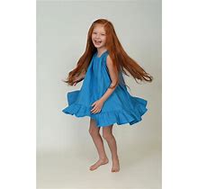 Girls Dresses. Linen Little Dresses. Blue Dress. Handmade By Elen'do