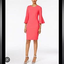 Calvin Klein Bell Sleeve Dress Coral Sz. 2 | Color: Pink | Size: 2