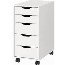 IKEA - ALEX Drawer Unit On Casters, White/Black, 14 1/8X29 7/8 "