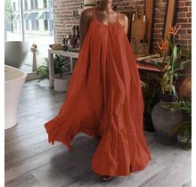 Wiueurtly Womens Petite Dresses & Rompers,Women Fashion Casual Solid Strap Dress Pocket Loose Backless Big Swing