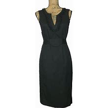 Talbots Dresses | New Talbots Dress 8 Black Shift Loop V Neck Stretch Washable Belted Work Party M | Color: Black | Size: 8