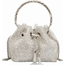Silver Rhinestone Purse Silver Clutch Purses For Women Evening Sparkly Diamond Purse Women's Evening Handbags (Silver)