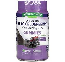 Nature's Truth, Sambucus Black Elderberry Plus Vitamin C, Zinc, Natural Berry, 50 Vegan Gummies, NTH-11373