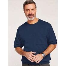 Men's John Blair® Supreme Fleece Short-Sleeve Sweatshirt, Classic Navy Blue L