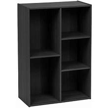 IRIS 596488 Black Wood 5-Shelf Bookcase (23.64-In W X 34.67-In H X 11.43-In D) ,