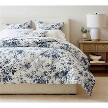 Garden Floral Percale Comforter, Twin/Twin XL, Blue/White | Pottery Barn