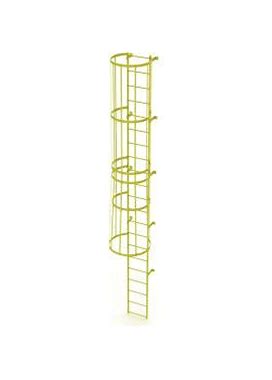 21 Step Steel Caged Fixed Access Ladder, Safety Yellow - WLFC1121-Y