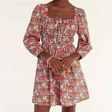 J. Crew Dresses | J. Crew Cotton Liberty Print Meadow Song Floral Cinched-Waist Mini Dress Pink 0 | Color: Pink | Size: 0