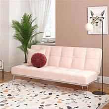 Novogratz Elle Futon Convertible Sofa Bed And Couch In Pink