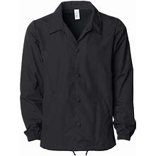 Independent Trading Co. Men's Black/Black Water Resistant Windbreaker Coaches Jacket