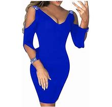 Ichaunyi Summer Dresses Clearance Womens Sexy V-Neck Cocktail Mini Dress Straples Party Pencil Short Dresses