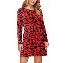 Spadehill Valentine's Women Heart Graphic Dress With Pocket