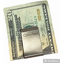 Calvin Klein Silver Metal Money Clip Compact Wallet Small Convenient