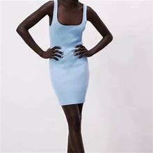Zara Dresses | Zara - Blue Knit Mini Dress | Color: Blue | Size: L