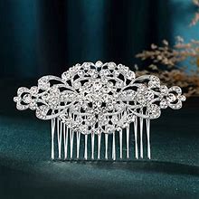 Yean Crystal Bride Wedding Hair Comb Silver Rhinestone Bridal Hair Accessories Pearl Wedding Headpieces For Bride And Women (Style C)