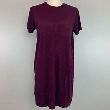 Brandy Melville Burgundy Velvet Short Sleeve T Shirt Shift Dress One