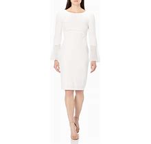 Calvin Klein Women's Solid Sheath With Chiffon Bell Sleeves Dress