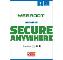 Webroot® Internet Security With Antivirus Protection 2020, For 3 PC And Mac® Devices, 1-Year Subscription, Disc