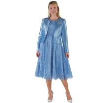 The Grace Of Lace Jacket Dress By Tally Taylor In Blue In Size 8 - Especially Yours® Clothing