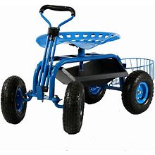 Sunnydaze Decor, Rolling Cart With Planter Basket - Blue, Load Capacity 300 Lb, Model QH-RCP042-BL