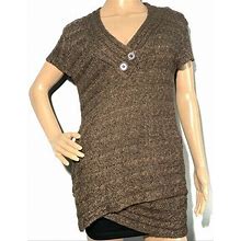 Dress Barn Brown V Neck Wool Blend Asymmetrical Hem Sweater Women Size