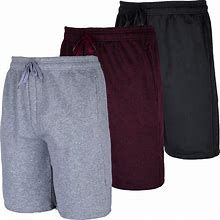 Real Essentials 3 Pack: Men's 9" Fleece Casual Lounge Athletic Shorts-Regular & Big-Tall Sizes