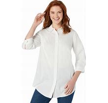 Plus Size Women's Perfect Three Quarter Sleeve Shirt By Woman Within In White (Size 2X)