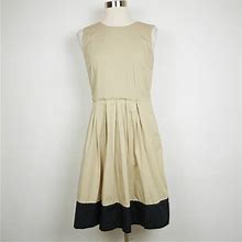 Talbots Dresses | Talbots Tan Beige & Black Trim A-Line Dress | Color: Black/Cream | Size: 4P
