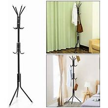 Free-Standing Coat Rack Metal Stand - Hall Tree Entry-Way Furniture Best For Hanging Up Jacket Purse Hand-Bag Cloth Hat Winter Scarf