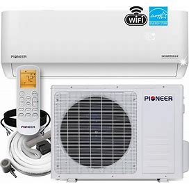 PIONEER, 18000 BTU Mini Split Inverter++ AC Heat Pump 230V, BTU Cooling 18000 Volts 230 Cooling Capacity 650 Ft², Model WYT018GLFI22RL