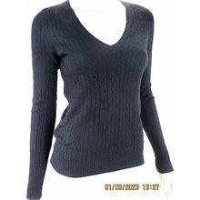 J.Crew Sz S Wool/Nylon/Cashmere Black Fluffy Cable Knit V-Neck Sweater