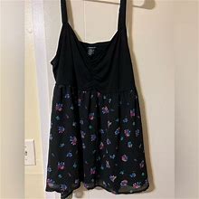 Torrid Tank Top Blouse Dress Shirt With Flower Pattern | Color: Tan | Size: 3X